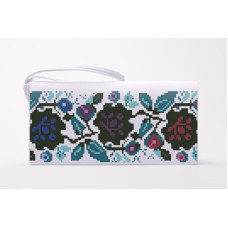 КЛ060дБ1301k Барвиста вишиванка Набір для вишивки бісером - Клатч Борщівська сучасна 21x13 см домоткане полотно, білий