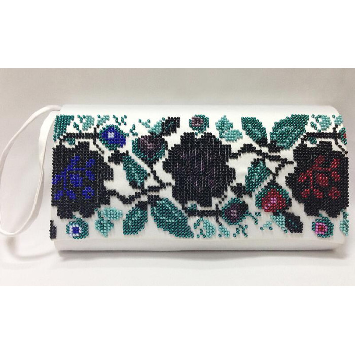 КЛ060шБ1301i Барвиста вишиванка Набір для вишивки друкованим хрестиком - Клатч Борщівська сучасна 21x13 см шовк, білий