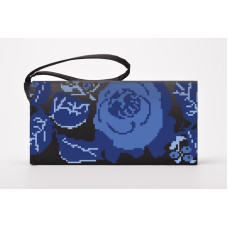 КЛ061шЧ1301i Барвиста вишиванка Набір для вишивки друкованим хрестиком - Клатч Борщівська. Троянди 21x13 см шовк, чорний