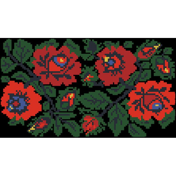 КЛ062дЧ1301i Барвиста вишиванка Набір для вишивки друкованим хрестиком - Клатч Борщівська. Ніжні троянди 21x13 см домоткане полотно, чорний