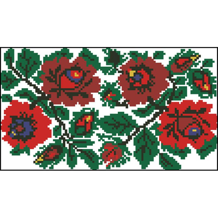 КЛ062кБ1301i Барвиста вишиванка Набір для вишивки друкованим хрестиком - Клатч Борщівська. Ніжні троянди 21x13 см атлас, білий