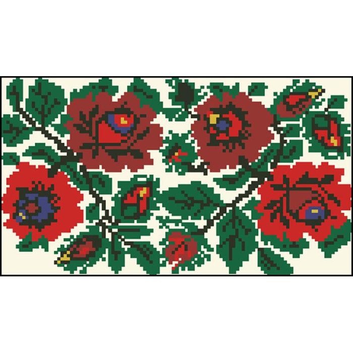 КЛ062шМ1301i Барвиста вишиванка Набір для вишивки друкованим хрестиком - Клатч Борщівська. Ніжні троянди 21x13 см шовк, бежевий