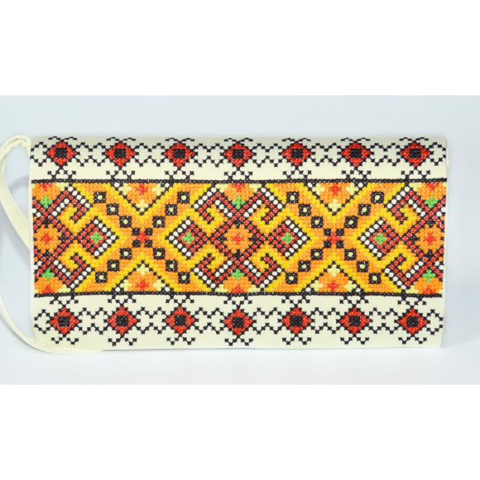 КЛ063лМ1301k Барвиста вишиванка Набір для вишивки бісером - Клатч Прикарпаття. Оберіг 21x13 см льон, бежевий