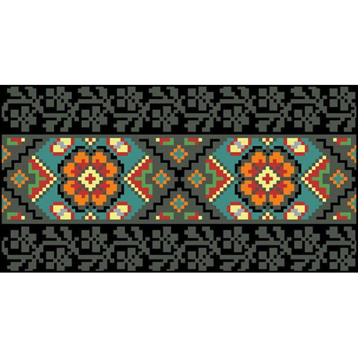 КЛ064дЧ1301i Барвиста вишиванка Набір для вишивки друкованим хрестиком - Клатч Борщівська квітка 21x13 см домоткане полотно, чорний