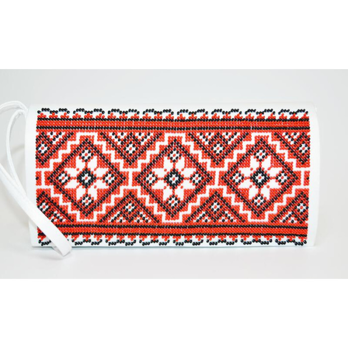 КЛ068шБ1301i Барвиста вишиванка Набір для вишивки друкованим хрестиком - Клатч Старовинний орнамент 21x13 см шовк, білий