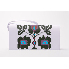 КЛ069лБ1301k Барвиста вишиванка Набір для вишивки бісером - Клатч Зоряна 21x13 см льон, білий