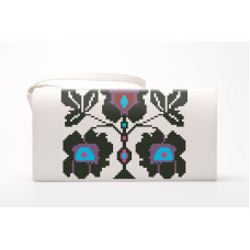 КЛ069шБ1301i Барвиста вишиванка Набір для вишивки друкованим хрестиком - Клатч Зоряна 21x13 см шовк, білий