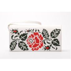 КЛ071шМ1301i Барвиста вишиванка Набір для вишивки друкованим хрестиком - Клатч Троянда 21x13 см шовк, бежевий