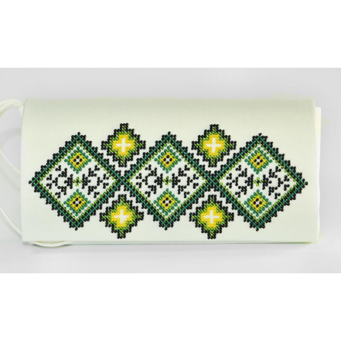 КЛ073пБ1301i Барвиста вишиванка Набір для вишивки друкованим хрестиком - Клатч Жито 21x13 см габардин, білий