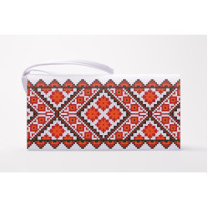 КЛ074пБ1301k Барвиста вишиванка Набір для вишивки бісером - Клатч Світанок 21x13 см габардин, білий