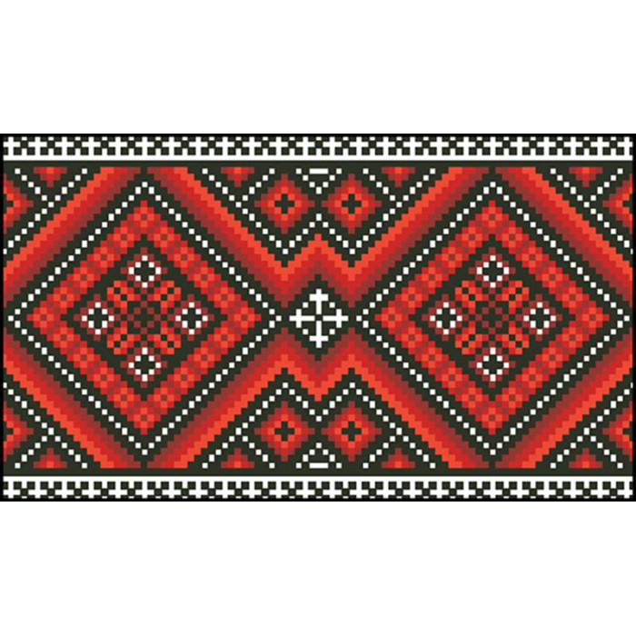 КЛ075пБ1301i Барвиста вишиванка Набір для вишивки друкованим хрестиком - Клатч Вогняна 21x13 см габардин, білий