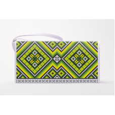 КЛ076лБ1301i Барвиста вишиванка Набір для вишивки друкованим хрестиком - Клатч Вогняна 21x13 см льон, білий