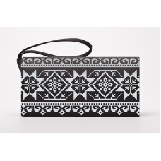 КЛ077кЧ1301i Барвиста вишиванка Набір для вишивки друкованим хрестиком - Клатч Стильна 21x13 см атлас, чорний