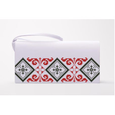 КЛ078лБ1301i Барвиста вишиванка Набір для вишивки друкованим хрестиком - Клатч Елегантна 21x13 см льон, білий