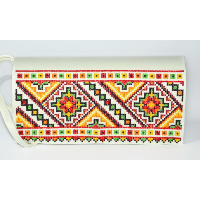 КЛ080кБ1301i Барвиста вишиванка Набір для вишивки друкованим хрестиком - Клатч Писанка 21x13 см атлас, білий