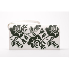 КЛ081шБ1301 Барвиста вишиванка Заготовка для вишивки - Клатч Троянди монохром 21x13 см шовк, білий