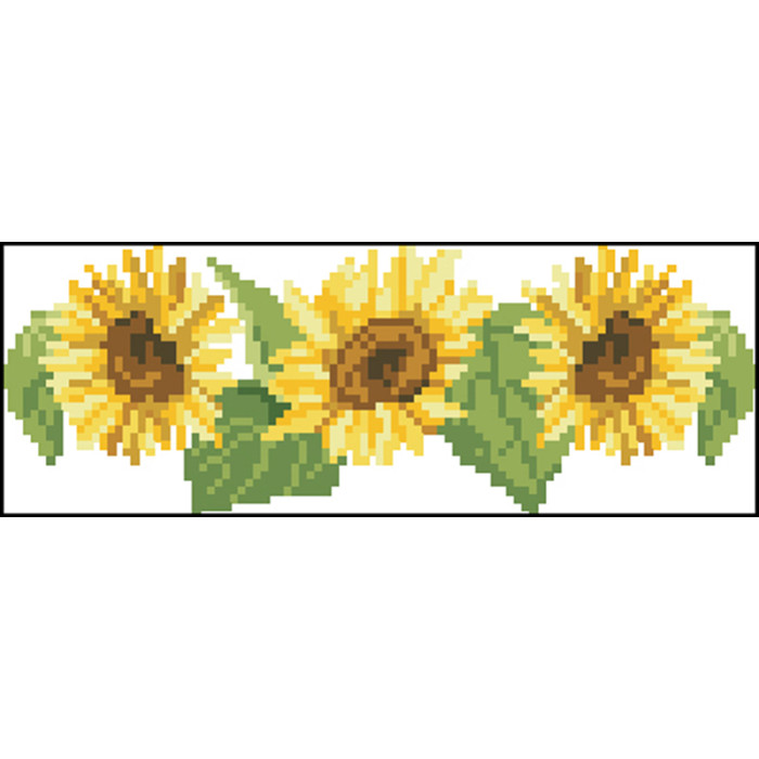 КЛ084лБ1301i Барвиста вишиванка Набір для вишивки друкованим хрестиком - Клатч Соняшники 21x13 см льон, білий