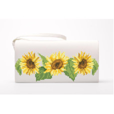 КЛ084шМ1301i Барвиста вишиванка Набір для вишивки друкованим хрестиком - Клатч Соняшники 21x13 см шовк, бежевий