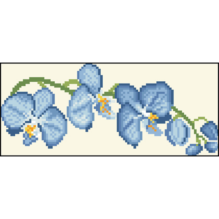 КЛ085шМ1301i Барвиста вишиванка Набір для вишивки друкованим хрестиком - Клатч Блакитні орхідеї 21x13 см шовк, бежевий