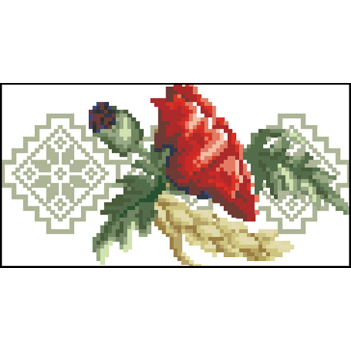 КЛ086пБ1301i Барвиста вишиванка Набір для вишивки друкованим хрестиком - Клатч Маковий розмай 21x13 см габардин, білий