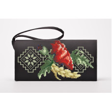 КЛ086шЧ1301 Барвиста вишиванка Заготовка для вишивки - Клатч Маковий розмай 21x13 см шовк, чорний