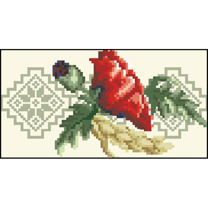 КЛ086шМ1301i Барвиста вишиванка Набір для вишивки друкованим хрестиком - Клатч Маковий розмай 21x13 см шовк, бежевий