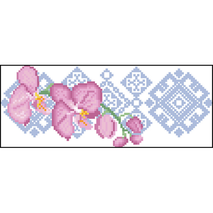 КЛ087кБ1301i Барвиста вишиванка Набір для вишивки друкованим хрестиком - Клатч Ніжні орхідеї 21x13 см атлас, білий