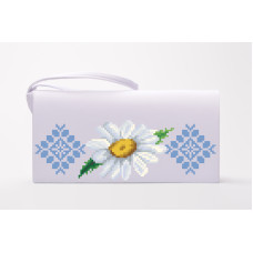 КЛ088лБ1301k Барвиста вишиванка Набір для вишивки бісером - Клатч Ніжні ромашки 21x13 см льон, білий