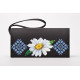 КЛ088лЧ1301i Барвиста вишиванка Набір для вишивки друкованим хрестиком - Клатч Ніжні ромашки 21x13 см льон, чорний
