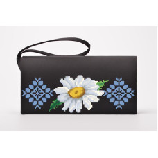 КЛ088лЧ1301k Барвиста вишиванка Набір для вишивки бісером - Клатч Ніжні ромашки 21x13 см льон, чорний