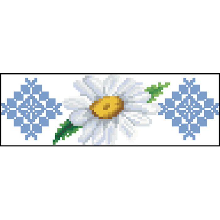 КЛ088шБ1301i Барвиста вишиванка Набір для вишивки друкованим хрестиком - Клатч Ніжні ромашки 21x13 см шовк, білий