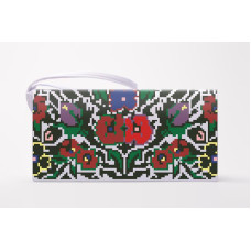 КЛ089шБ1301k Барвиста вишиванка Набір для вишивки бісером - Клатч Борщівська сучасна 21x13 см шовк, білий