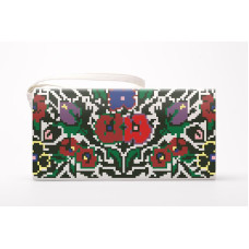 КЛ089шМ1301i Барвиста вишиванка Набір для вишивки друкованим хрестиком - Клатч Борщівська сучасна 21x13 см шовк, бежевий