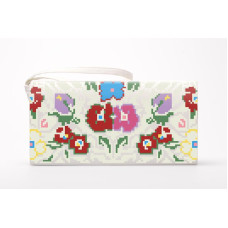 КЛ090хБ1301 Барвиста вишиванка Заготовка для вишивки - Клатч Борщівська сучасна 21x13 см батист, білий