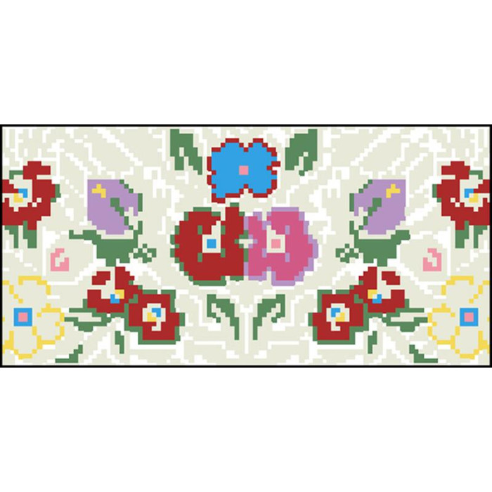 КЛ090пБ1301i Барвиста вишиванка Набір для вишивки друкованим хрестиком - Клатч Борщівська сучасна 21x13 см габардин, білий