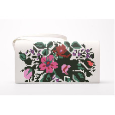 КЛ091дБ1301i Барвиста вишиванка Набір для вишивки друкованим хрестиком - Клатч Борщівська старовинна 21x13 см домоткане полотно, білий