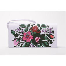 КЛ091лБ1301i Барвиста вишиванка Набір для вишивки друкованим хрестиком - Клатч Борщівська старовинна 21x13 см льон, білий