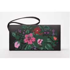 КЛ091лЧ1301i Барвиста вишиванка Набір для вишивки друкованим хрестиком - Клатч Борщівська старовинна 21x13 см льон, чорний