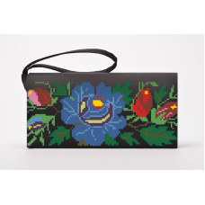 КЛ092дЧ1301k Барвиста вишиванка Набір для вишивки бісером - Клатч Буковинська 21x13 см домоткане полотно, чорний