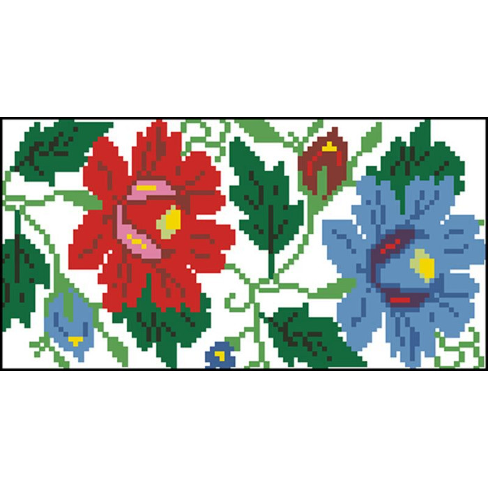 КЛ093кБ1301i Барвиста вишиванка Набір для вишивки друкованим хрестиком - Клатч Буковинська сучасна 21x13 см атлас, білий