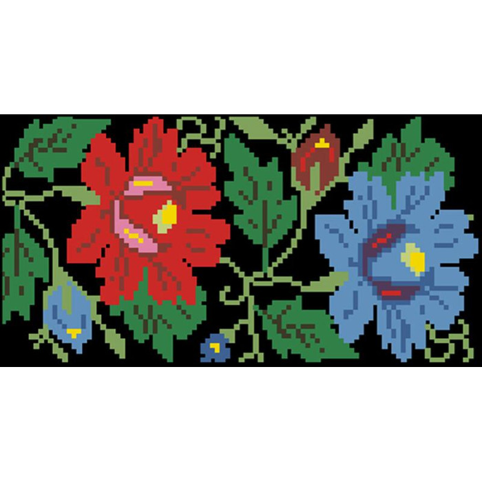 КЛ093лЧ1301i Барвиста вишиванка Набір для вишивки друкованим хрестиком - Клатч Буковинська сучасна 21x13 см льон, чорний