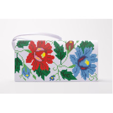 КЛ093шБ1301 Барвиста вишиванка Заготовка для вишивки - Клатч Буковинська сучасна 21x13 см шовк, білий