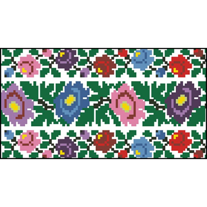 КЛ095кБ1301i Барвиста вишиванка Набір для вишивки друкованим хрестиком - Клатч Буковинська квітка 21x13 см атлас, білий