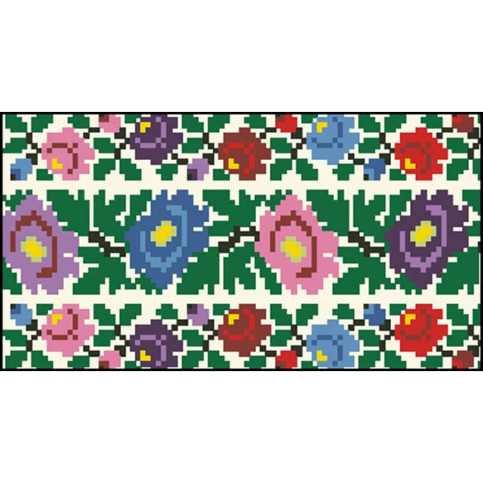 КЛ095кМ1301k Барвиста вишиванка Набір для вишивки бісером - Клатч Буковинська квітка 21x13 см атлас, бежевий