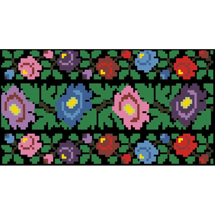 КЛ095лЧ1301i Барвиста вишиванка Набір для вишивки друкованим хрестиком - Клатч Буковинська квітка 21x13 см льон, чорний