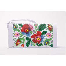 КЛ096лБ1301i Барвиста вишиванка Набір для вишивки друкованим хрестиком - Клатч Буковинська сучасна 21x13 см льон, білий