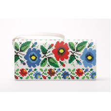 КЛ097пБ1301 Барвиста вишиванка Заготовка для вишивки - Клатч Буковинська сучасна 21x13 см габардин, білий