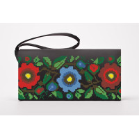 КЛ098дЧ1301k Барвиста вишиванка Набір для вишивки бісером - Клатч Буковинська сучасна 21x13 см домоткане полотно, чорний