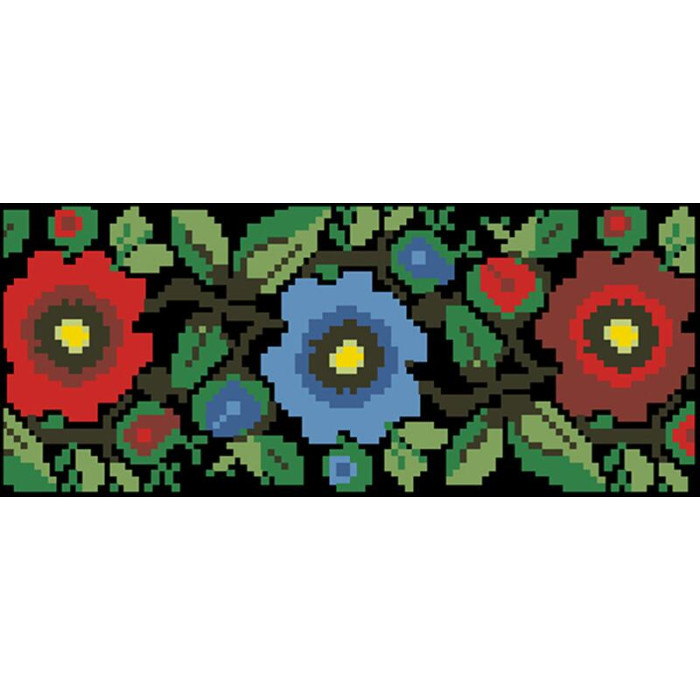 КЛ098кЧ1301i Барвиста вишиванка Набір для вишивки друкованим хрестиком - Клатч Буковинська сучасна 21x13 см атлас, чорний