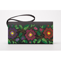 КЛ099дЧ1301k Барвиста вишиванка Набір для вишивки бісером - Клатч Буковинська сучасна 21x13 см домоткане полотно, чорний